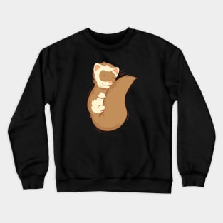 cute ferret hugging his long fluffy tail Crewneck Sweatshirt